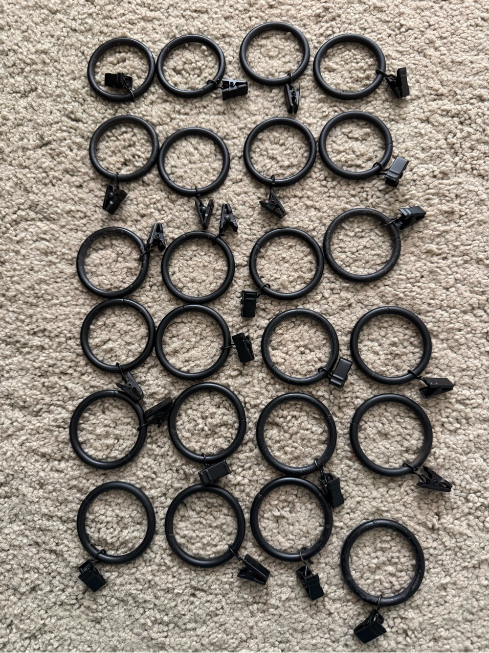 Pottery Barn Black Curtain Clip Rings with Clips - 24 Pack